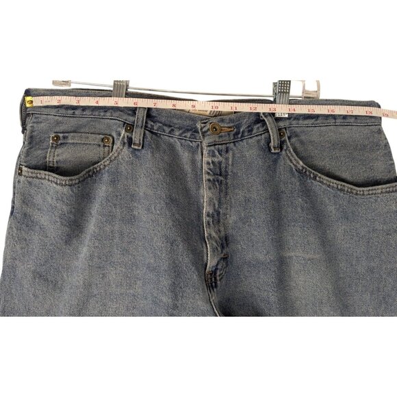 Urban Pipeline Wide Straight Leg Mens 38x27 Baggy Denim Jeans Y2K Blue Med Wash - Picture 3 of 7